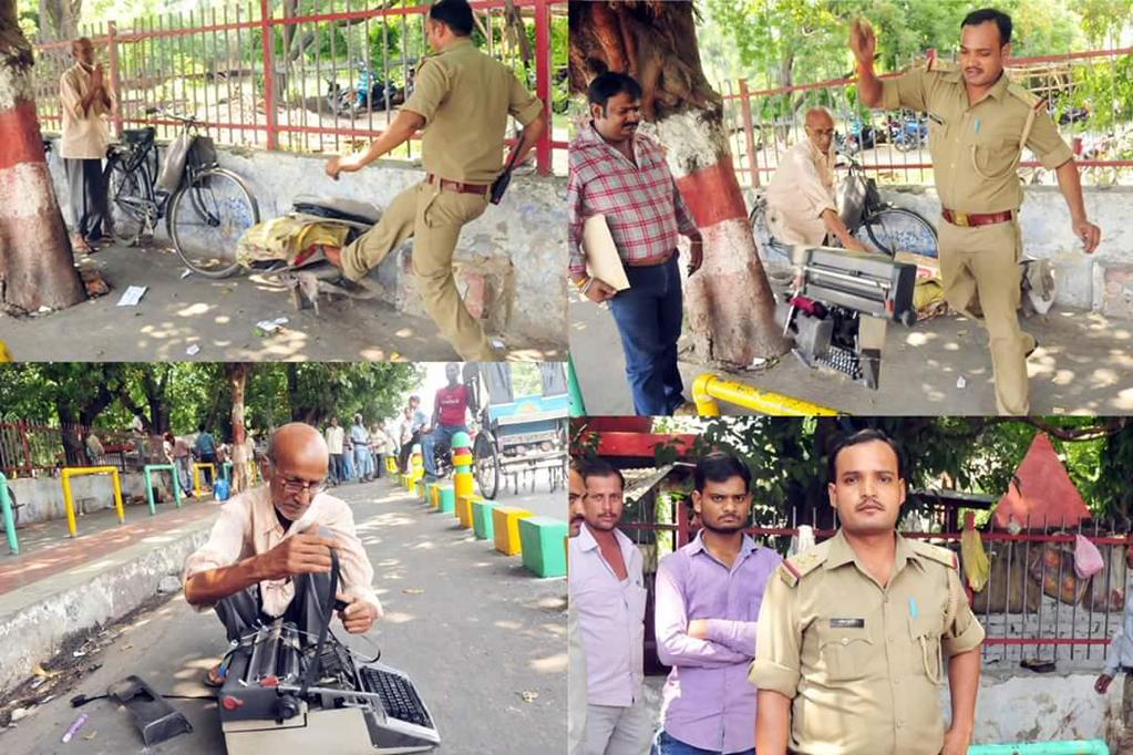 UP police in lucknow breaks typewriter(his livelihood) of an old man