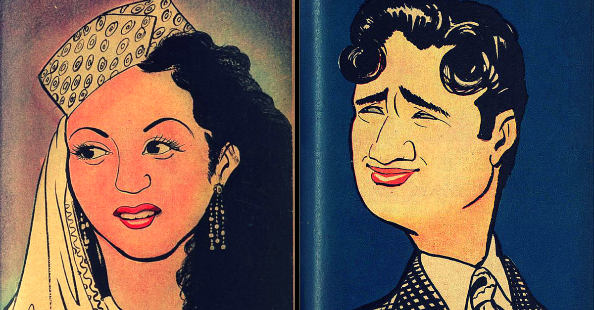 RARE FIND: 10 Stunning Sketches of Hindi Movie Stars Drawn by R.K. Laxman in 1952