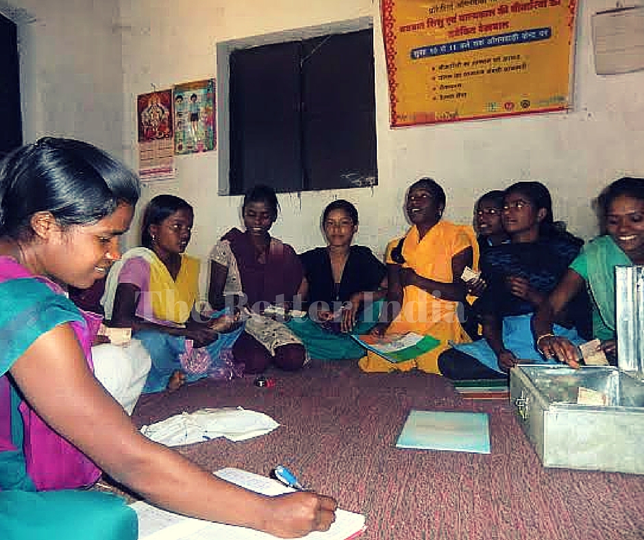 The girl gang of Jidu Pandra Toli Kishori Mandal takes a stock of their accounts as part of their micro-credit venture that allows them to take small loans as and when the need arises. (Credit: Ajitha Menon\WFS)