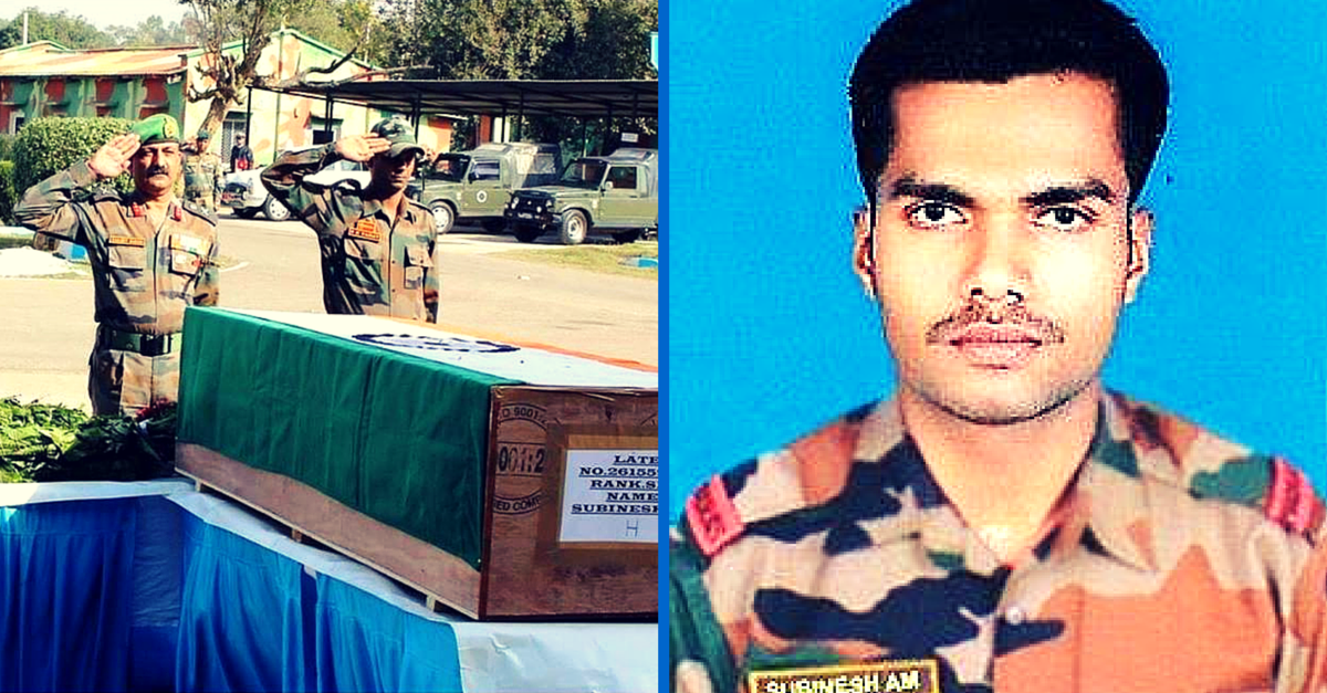 Indian Army Honours Brave Sepoy Subinesh AM, Who Lost His Life Fighting Terrorists in J&K