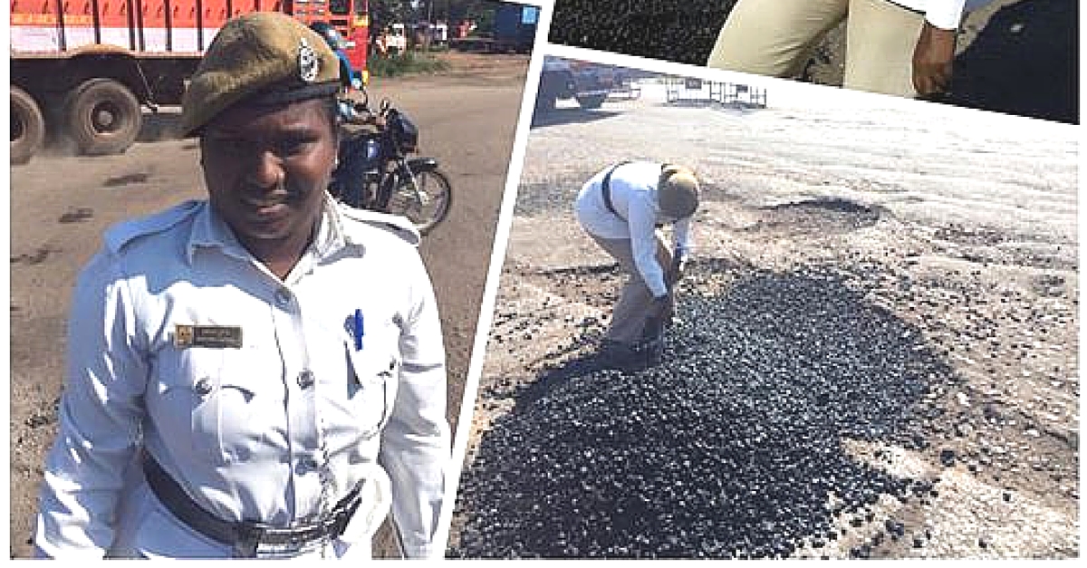 When Authorities Ignored Her Request, This Home Guard Fixed Dangerous Potholes Herself