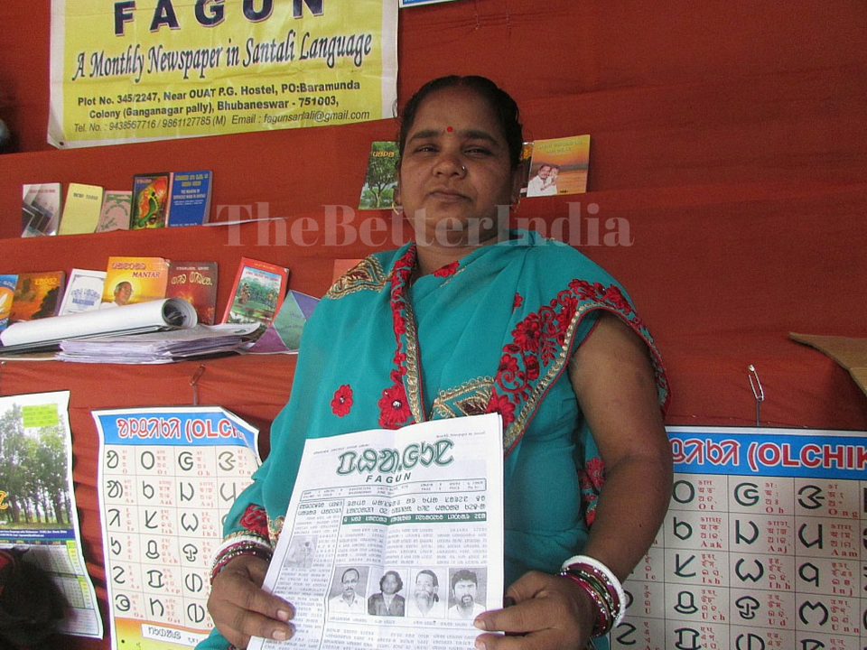 Malati Murmu, a Santal tribal woman from Odisha’s Mayurbhanj district, is a proud editor-publisher of Fagun, the only Santali language newspaper published in India. (Rakhi Ghosh\WFS)