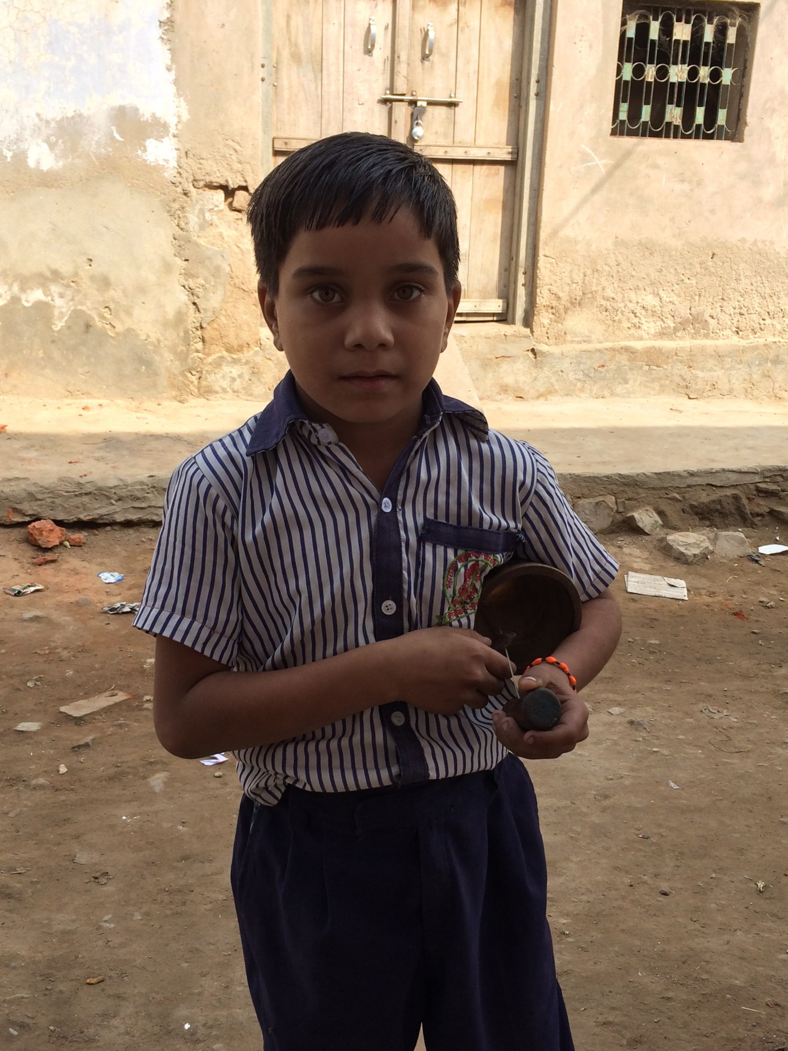 Eight-year-old Aman is the youngest bhapang player in the village. Photo source: Udita Chaturvedi