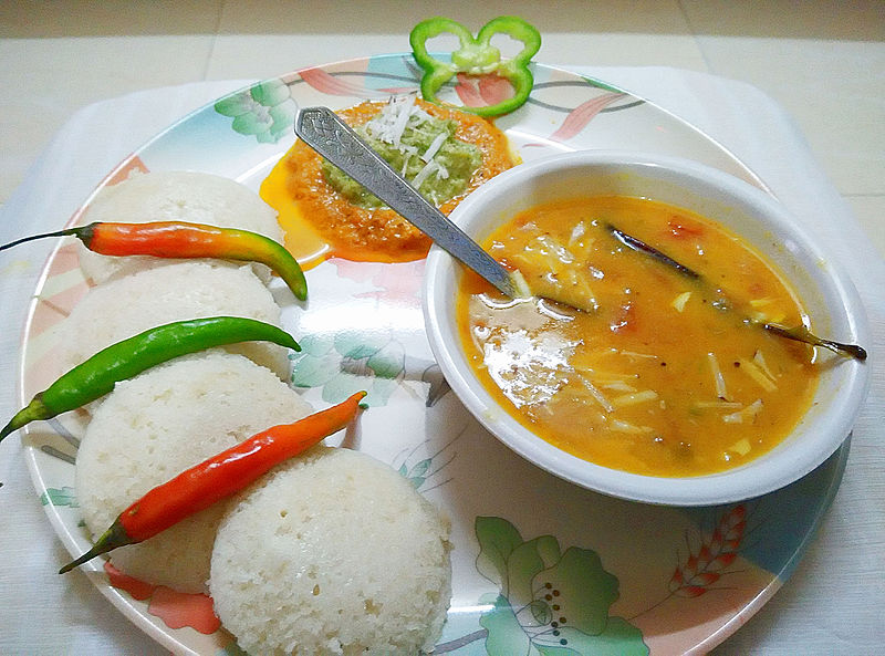 Sambhar served with idli