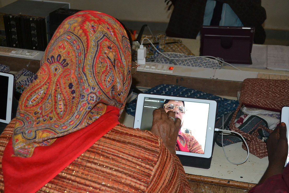 Women at Barefoot College are impressed with FaceTime. Photo: Udita Chaturvedi