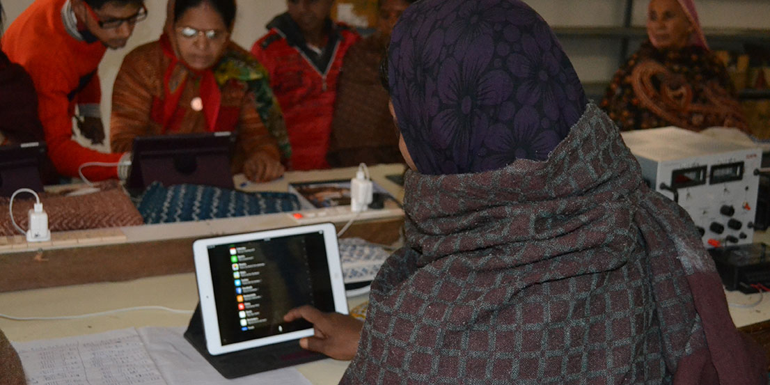 Women have shown great enthusiasm in learning how to use an iPad. Photo: Udita Chaturvedi