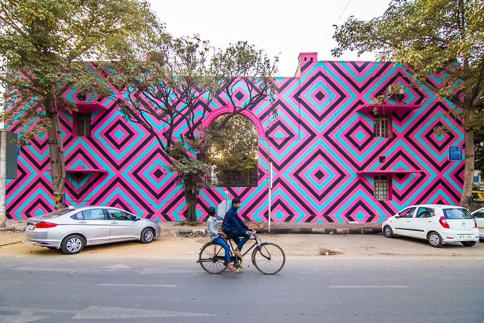 "Original Aboriginal' by Australian artist Reko Rennie. Rennie’s art incorporates his association to the Kamilaroi people, using traditional geometric patterns that represent his community."