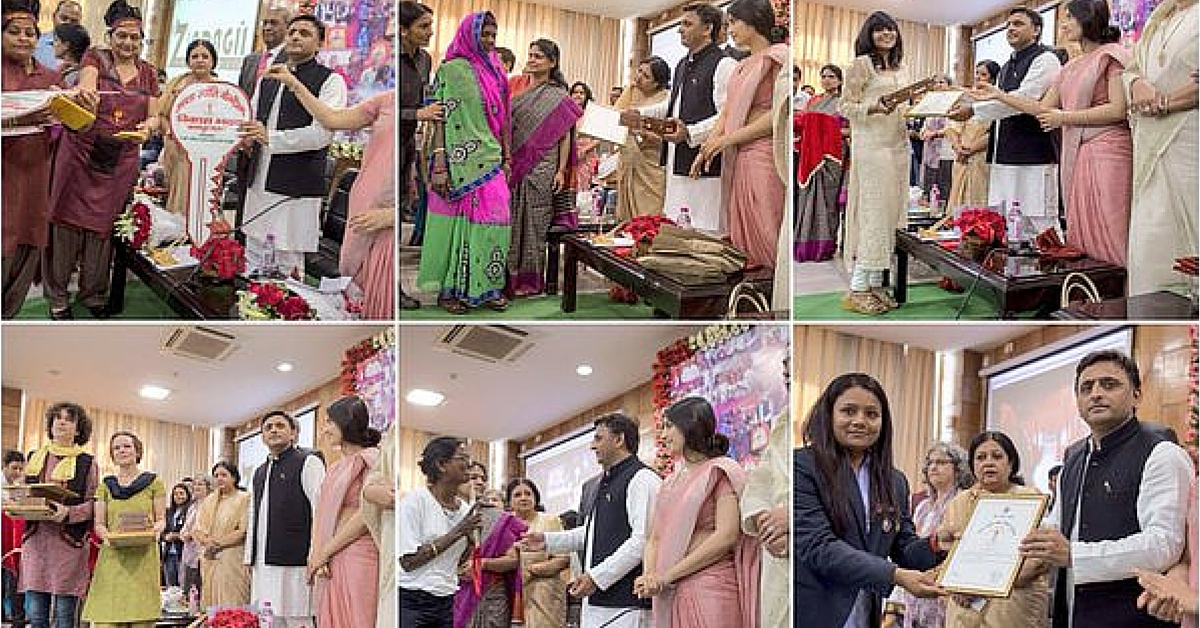 Akhilesh Yadav bestows the Rani Laxmi Bai Bravery Award to women of courage on March 8