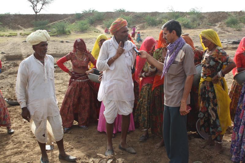 Naurat collects field reports from MNREGA workers. Photo: Barefoot College