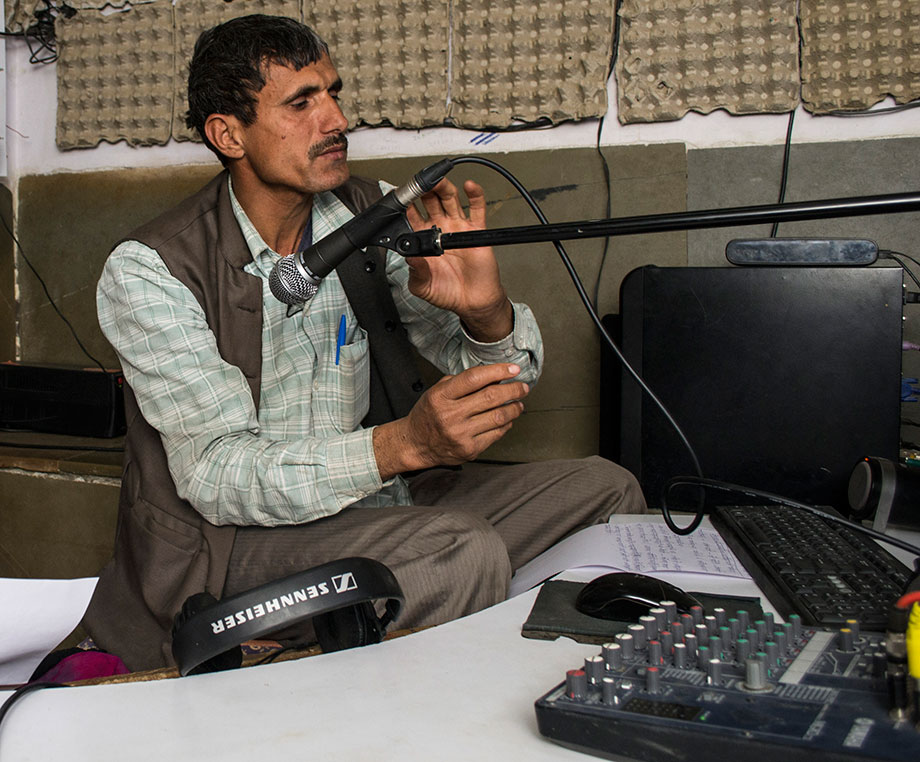 Norat Mal depends heavily on various websites and social media pages to curate content for his community radio. Photo: Mubeen Siddiqui