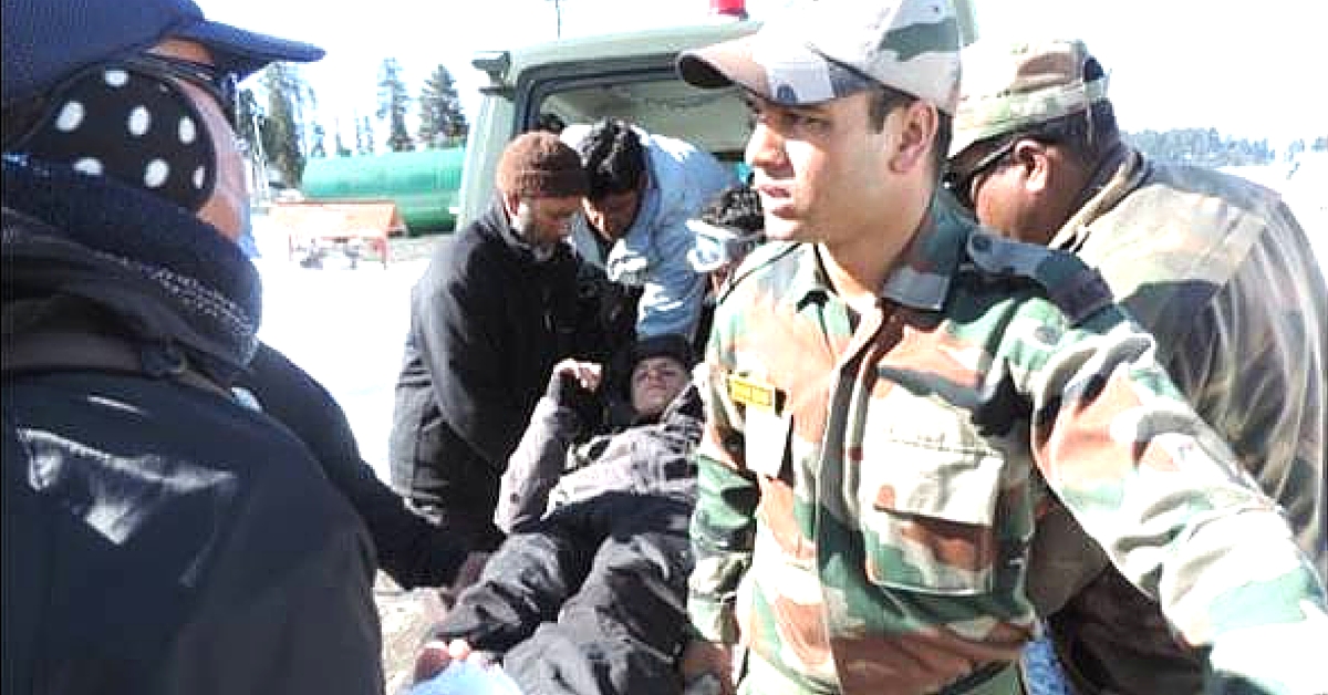 Indian Army Rescues Russian Tourist Trapped in a Deep Snow-Covered Gorge in Gulmarg
