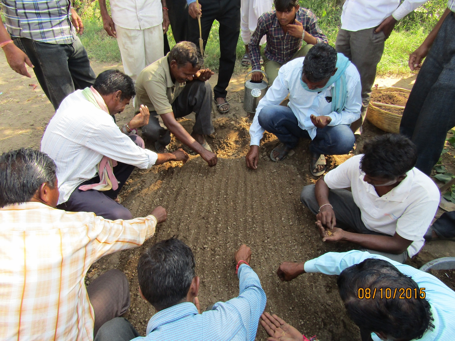 Farmers planting seeds