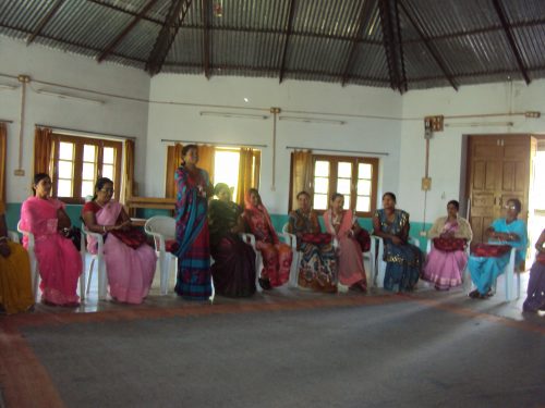 Manju Devi (standing), ward member of Madhuban panchayat in Sitamarhi district’s Dumra block, is working to boost maternal and child health in her area. (Credit: Saadia Azim\WFS)