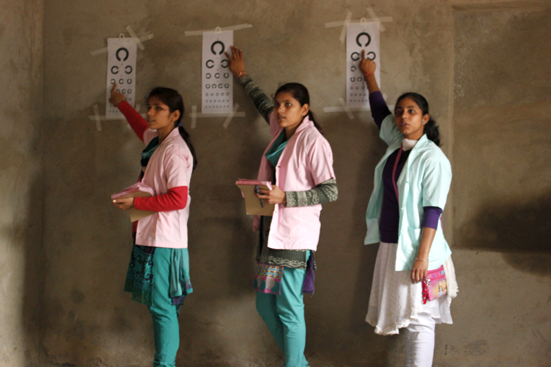 Girls undergoing the Optometrist Training