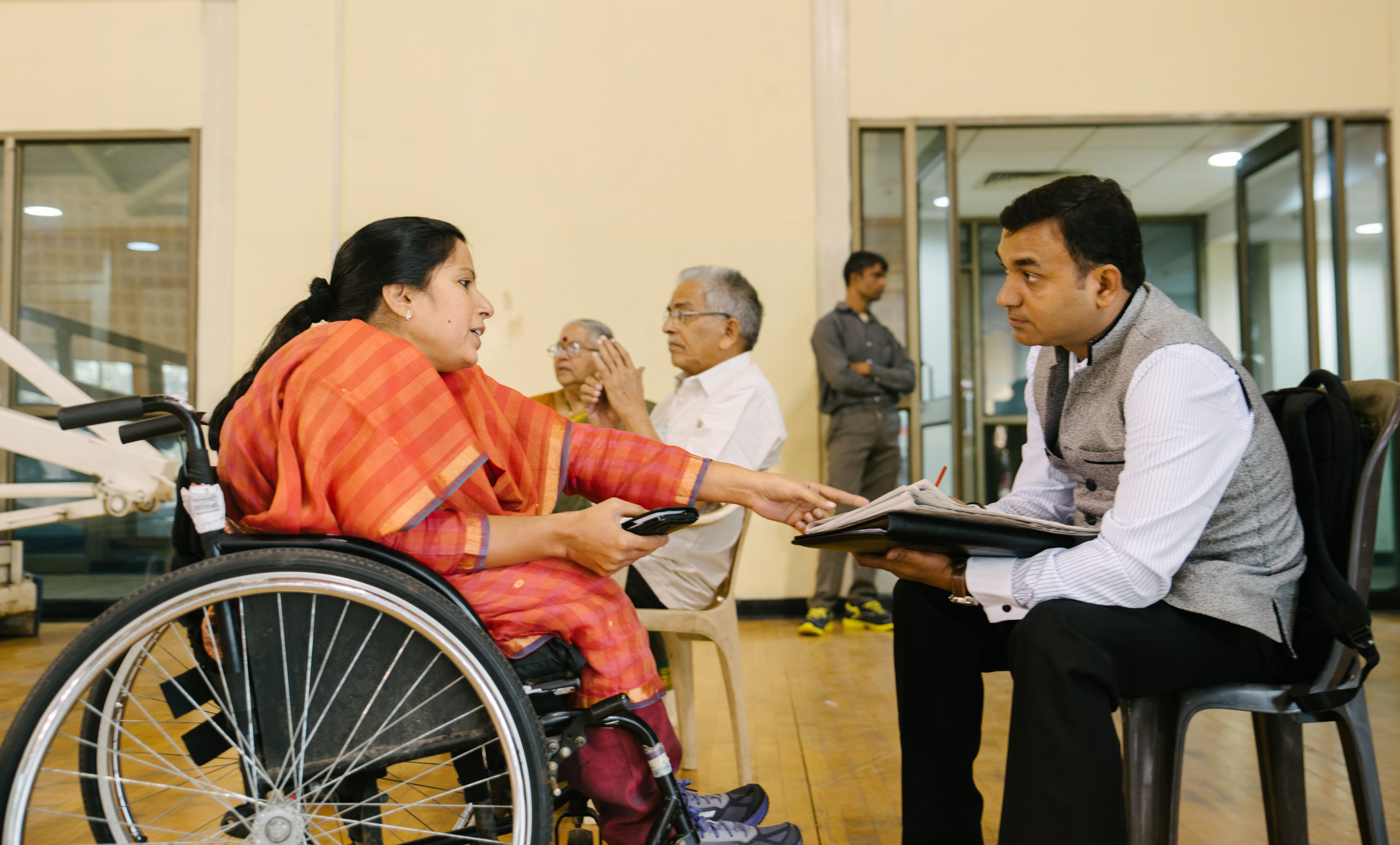 Madhavi Latha, the president of WBFI, in a discussion with a member from the International Committee of the Red Cross, on the inaugural day of the tournament.