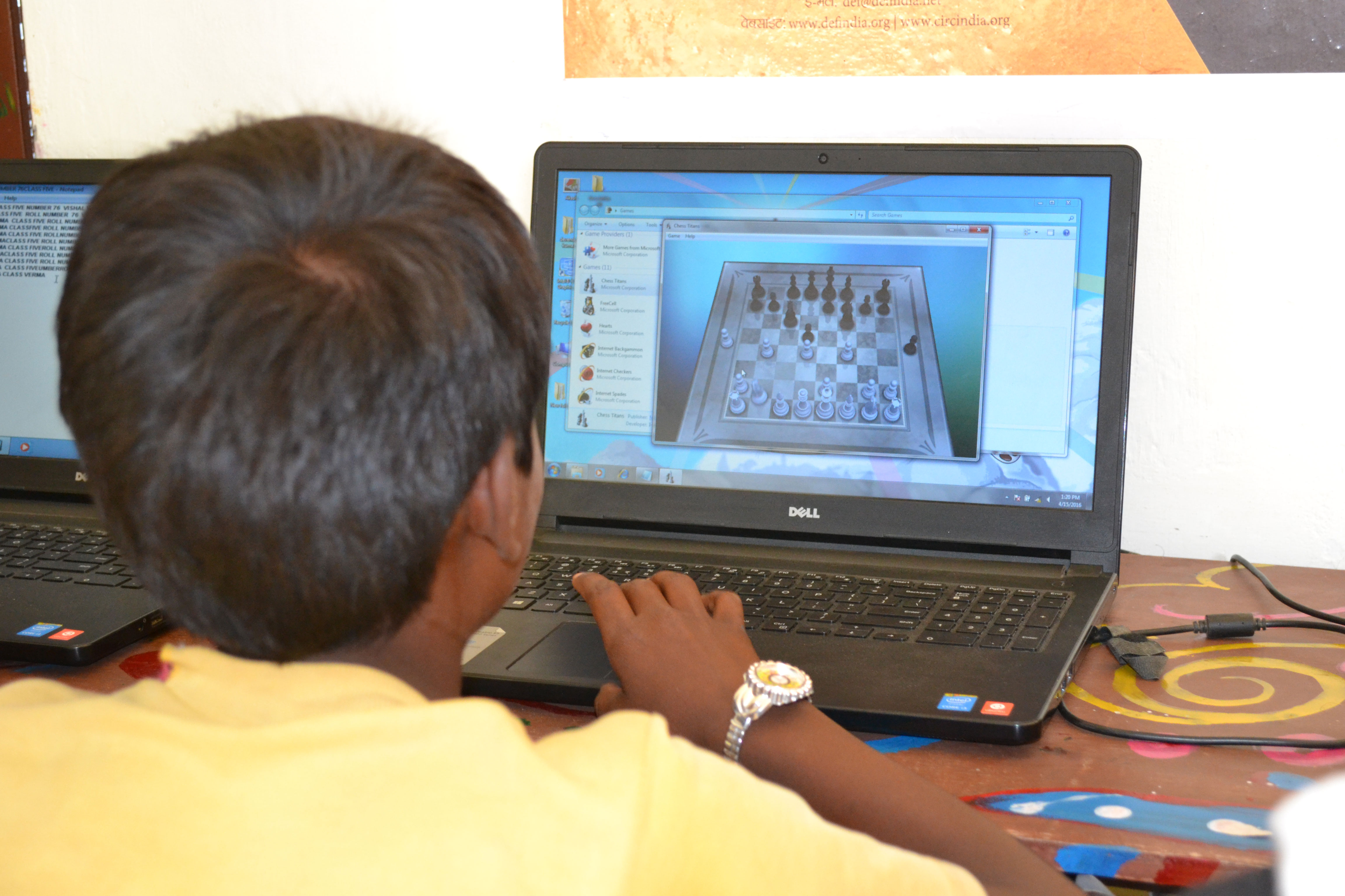 Student plays chess