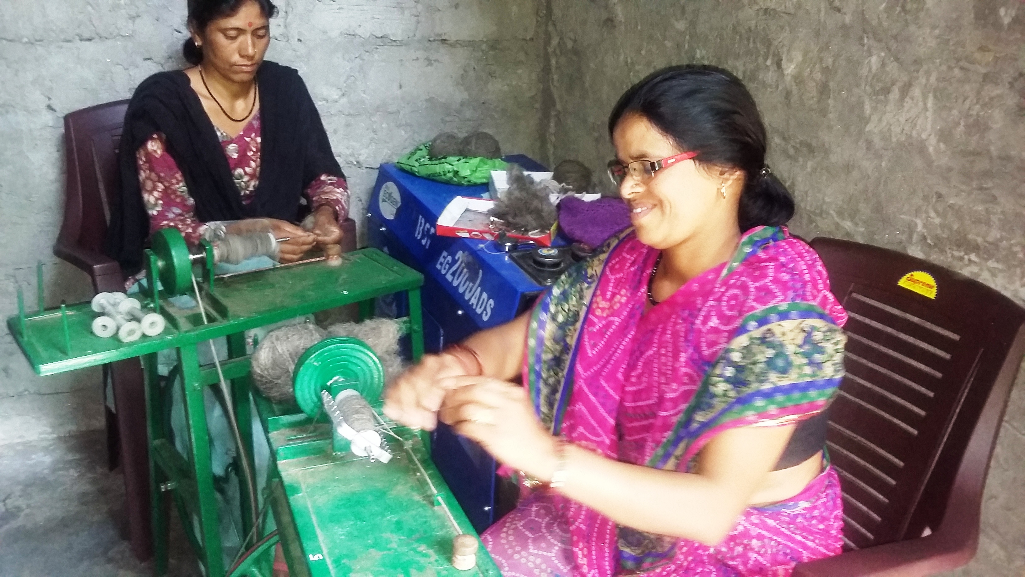  Widowed young, Vijaya Devi, 36, who lost her son, the sole earning member of the family in the flash floods, today is working work part-time at the centre started by Himmotthan where women earn spinning thread from wool. (Credit: Nitin Jugran Bahuguna\WFS)