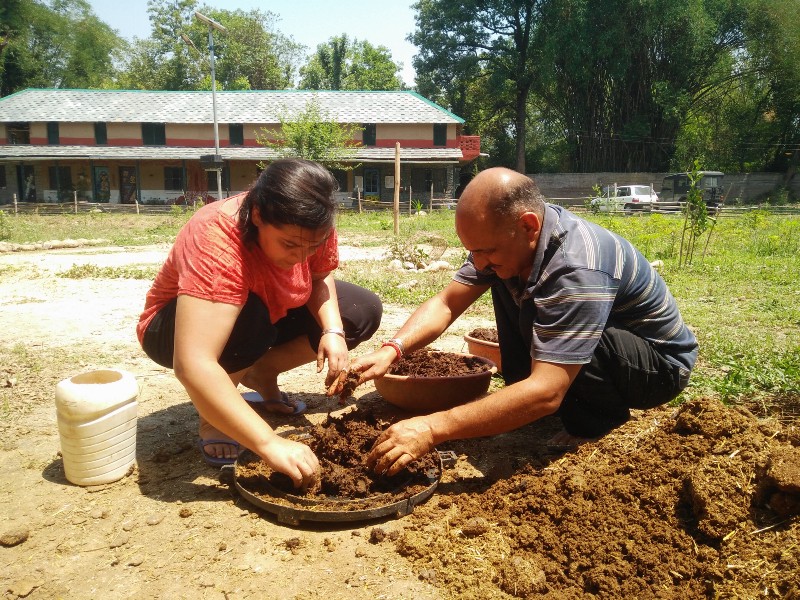 Removing earthworms from the dung is the next step