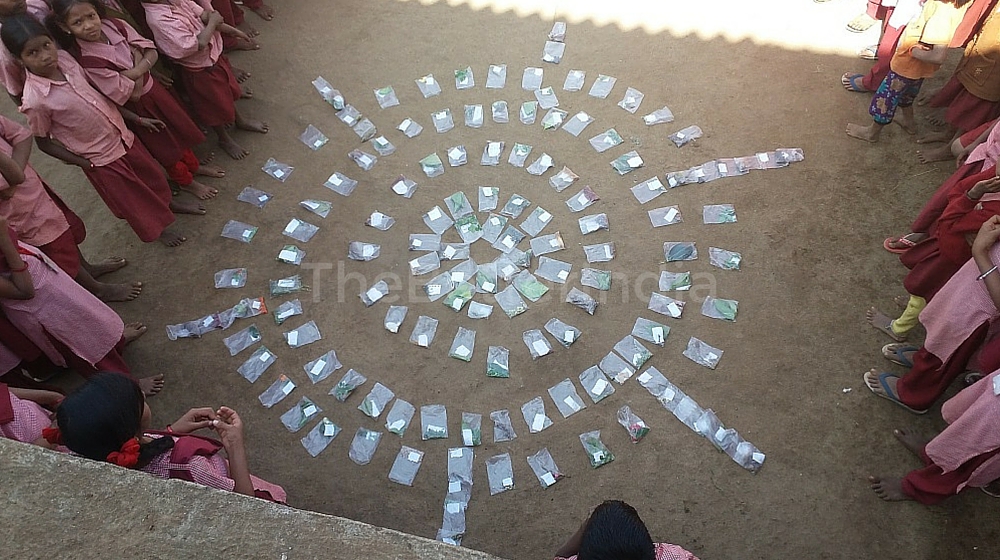 Rangoli made with forest seeds 