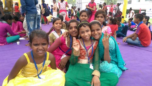 Namita (rightmost) with her friends at a creative workshop for children in difficult circumstances 2