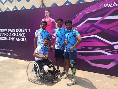 Arun Cherian, top left, with his sporty team that looks beyond disability