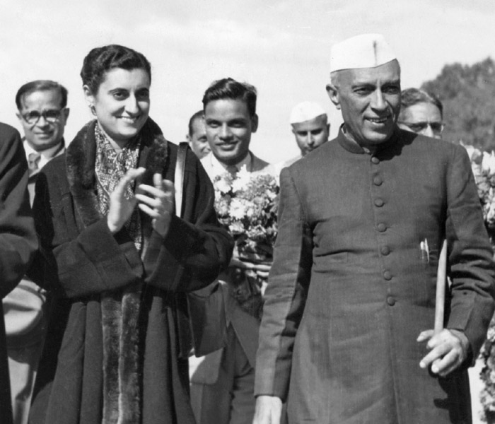 From left: Zhu Enlai (1898-1975), one of the leaders of the Chinese Communist Party, and Prime Minister of China from its inception in 1949 until his death, Indira Gandhi ((1917-84), daughter of Jawaharlal Nehru (R, 1889-1964)), Indian Premier (1947-64) upon their arrival for state visit in China 12 October 1954. Zhu Enlai greatest triumph of mediation was during the Cultural Revolution, when he worked to preserve China national unity and the survival of the government against the forces of anarchy.