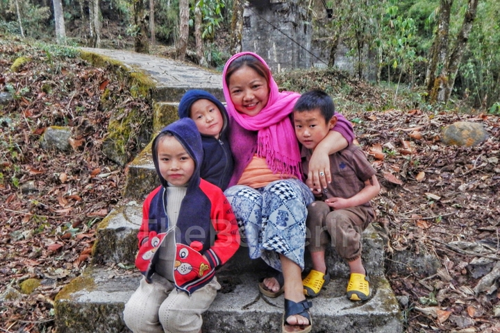 Children pose during a Jungle walk. 