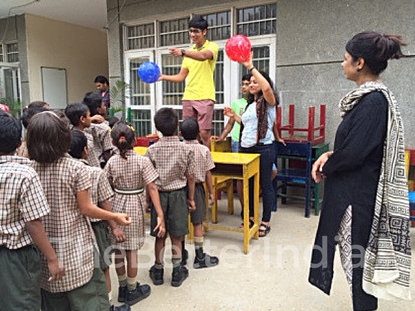 Hand washing exercise with the children. 