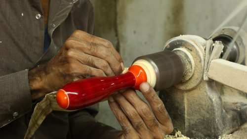 Channapatna artisans use 'gari leaves' that give the naturally dyed colours a unique sheen. Be sure that you buy naturally dyed channapatna toys and not the cheap chinese chemically painted toys that have flooded our market.