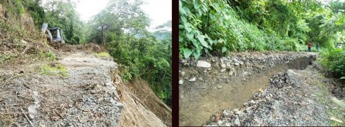 With roads buried by landslide for nearly two months no one had been able to go for work, buy their daily needs or get to the hospital at Kakching in Thoubal.