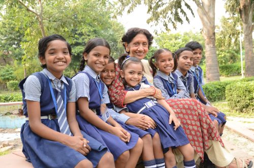 Meena with the children who have been mainstreamed in the formal schools