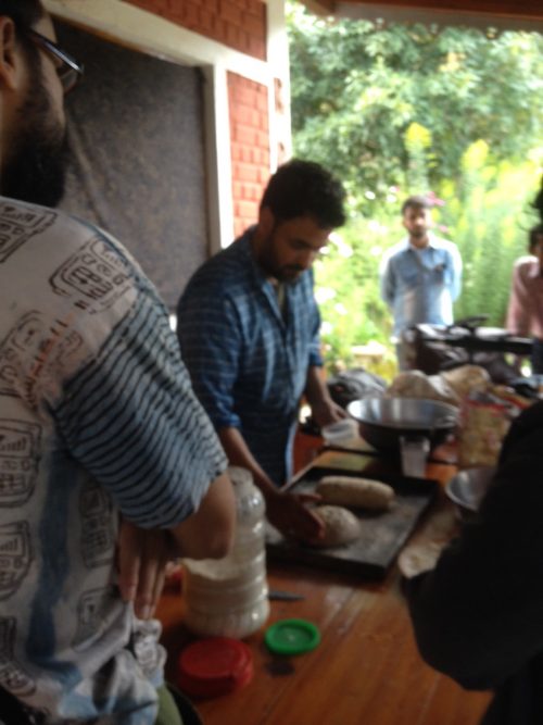 Gurvinder Singh holding an informal bread making session at the Himalayan Resort