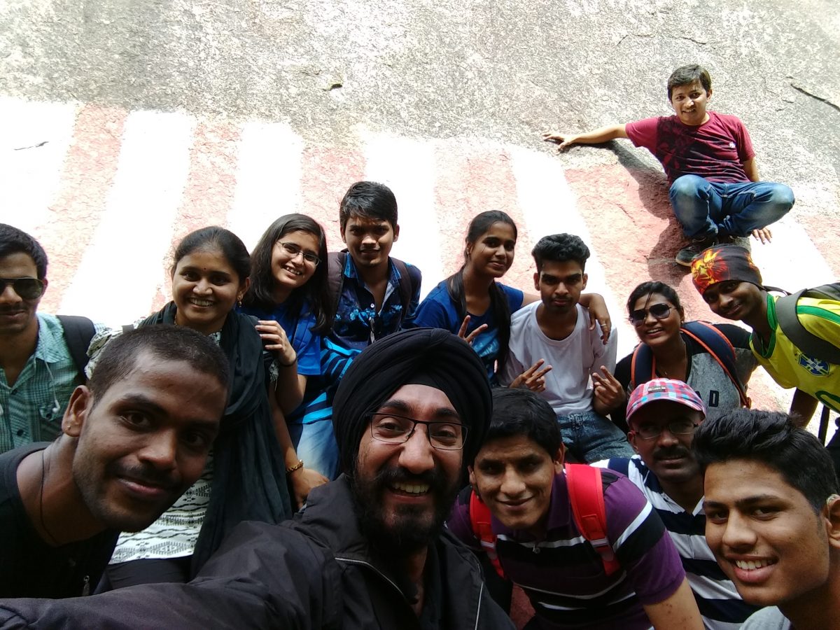 Participants of the trek for the disabled pose for a picture