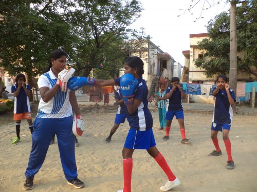 Girls in select lower-income neighbourhoods of Chennai are receiving training in boxing. (Credit: Hema Vijay\WFS)