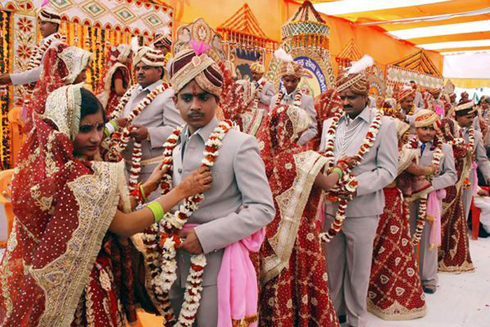 A mass wedding ceremony in the northern Indian city of Mathura.