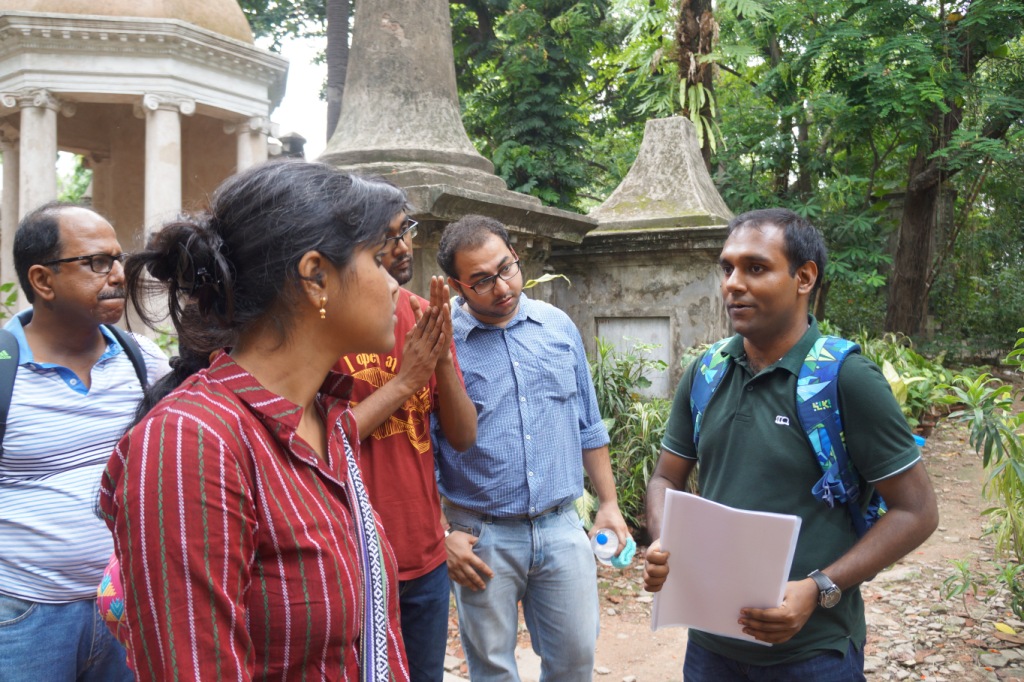 Tathagata (extreme right) on a heirtage walk at Park Street Cemetery, Kolkata