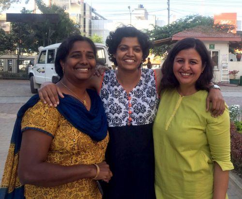 Malini Parmar and two of her co-volunteers