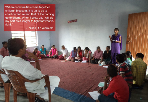 Nisha raises key issues at a youth meeting with the village Panchayat