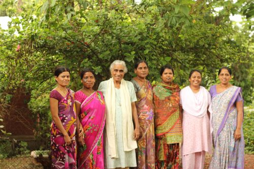 Sister Rosalia with the girls who train at the centre