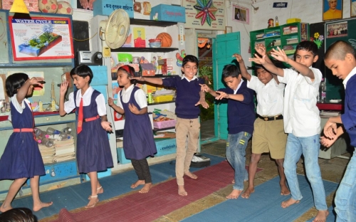 dance moment in class joy with friends.