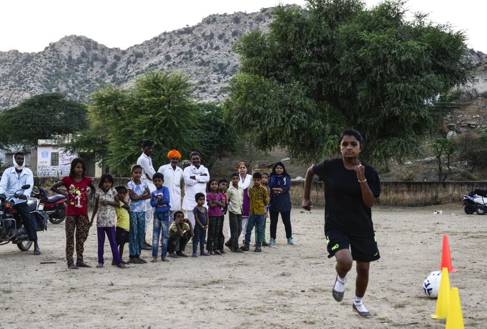  16 — year — old Seema during practice, in Hasiyawas.