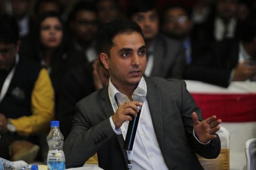 Amit Boni Head of Motorola India makes a point at Hult Prize India National Finals at VClub Gurugram, Jan 15.