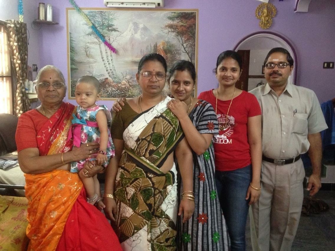 Mangalam Srinivasan with daughters and other family members