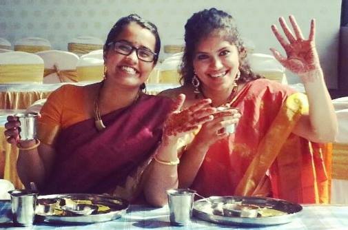 Hamsa Iyer and Shyamala Suresh at a wedding 