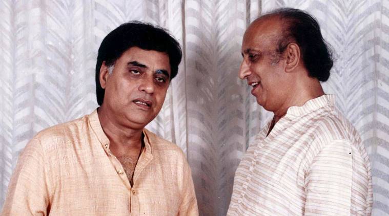 Ghazal Singer Jagjit Singh with Nida Fazli. *** Local Caption *** Ghazal Singer Jagjit Singh with Nida Fazli. Express archive photo