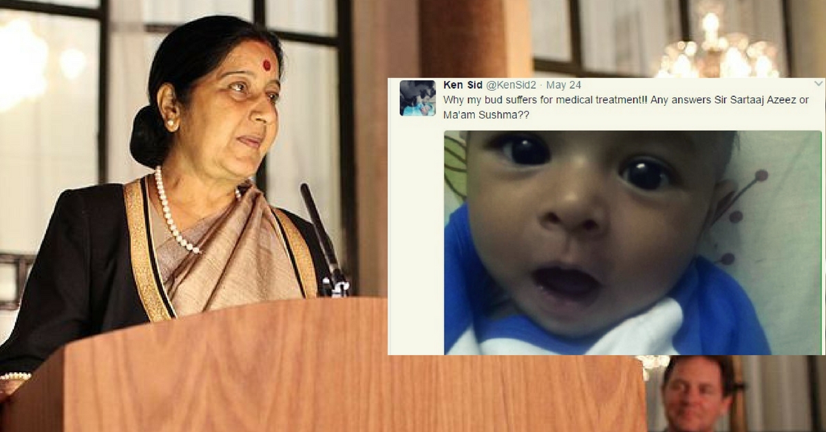 Ailing Pakistani Infant’s Dad Tweeted to Swaraj for a Visa. Her Prompt Action Is Winning Hearts!
