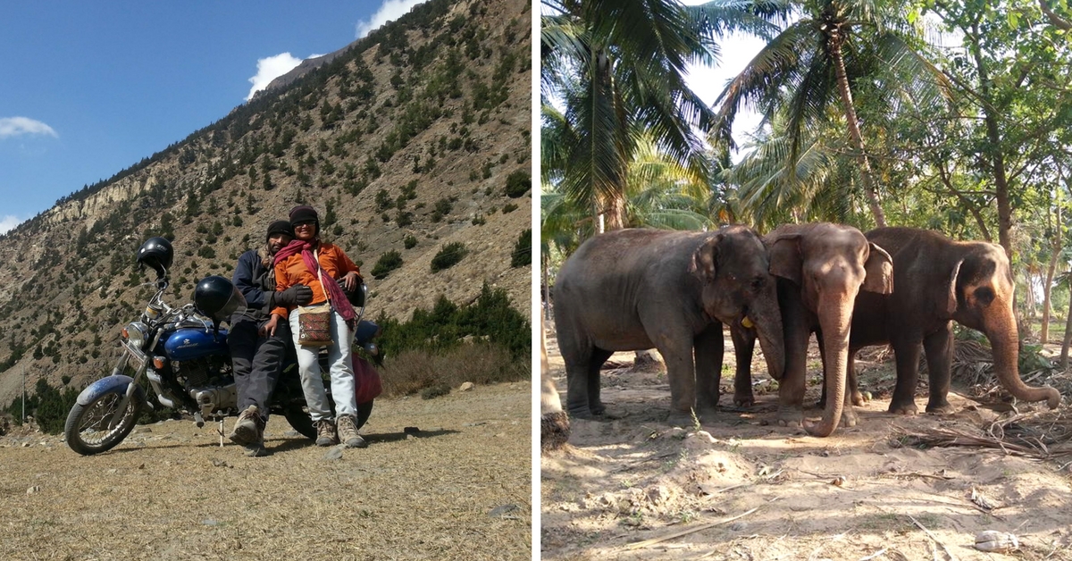 Bidding Goodbye to City Life & Well-Paid Jobs, This Couple Now Takes Care of 3 Retired Elephants