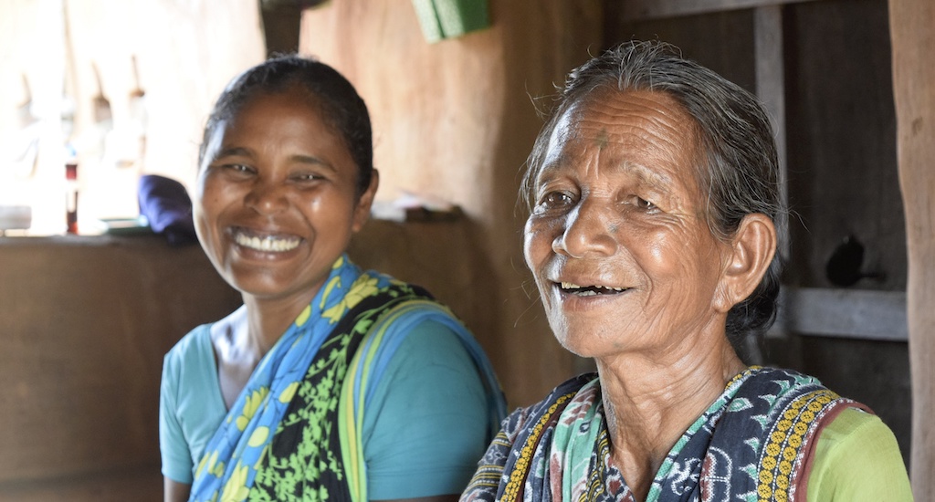 A happy Nirmala Barla with her mother-in-law. (Photo by Basudev Mahapatra)