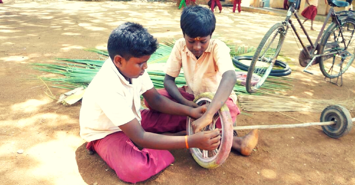 schoolkids-tamil nadu-sweeper-makeshift