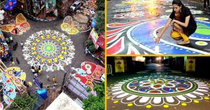 Brilliant! Hundreds create Longest Ever Alpona in Kolkata for Mahalaya!